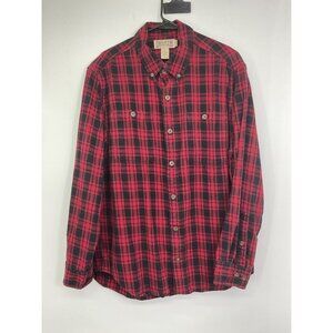 Duluth Trading Co Mens Red & Black Plaid Flannel Shirt L